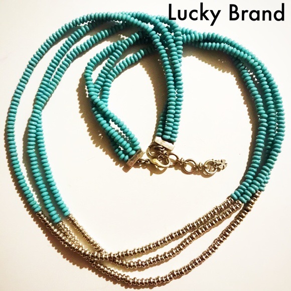 Lucky Brand Jewelry - Lucky Brand Turquoise and Silver Toned Bead Necklace